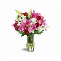 Blushing Heart Bouquet · When you think of her, the heat is on... so why not say it with hot pink gerbera daisies, re...