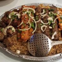 Family Combo 6 · 30 skewers of kebab with brown basmati rice and salad. Includes 3 large containers of white ...