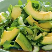 Avocado Salad · Chopped Romaine Lettuce, Tomato, Cucumber, Artichokes, Feta Cheese & Avocado.