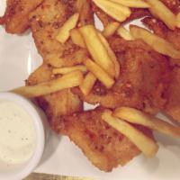 Lahori Fish · Spicy. Crisp fried fish in a spicy better. served with plain fries and our special tamarind ...