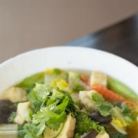 Vegetarian Rice Noodle Soup (Phó Chay) · Popular dishes. Served with broccoli celery, carrots, bamboo shoots, snap peas, mushrooms, c...