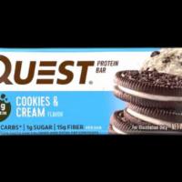 Quest Protein Bar - Cookies & Cream - 2.12 Oz · Gluten Free & Kosher. With real cookie crumbles and delicious white chocolate flavored chips...