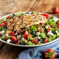 Berry & Goat Cheese Salad With Chicken · Field greens with strawberries, grapes, blueberries, and walnuts tossed with low-fat vinaigr...