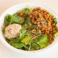 Tuna Salad · Tuna, roasted chick peas, hemp, honey vinaigrette dressing on the side.