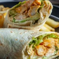 Buffalo Chicken Burrito · Delicious Burrito made with Two Eggs, Home Fries, Grilled Chicken, Buffalo Sauce Blue Cheese...