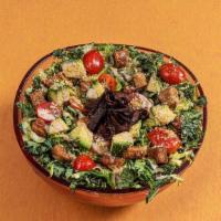 Kale Caesar · Our take on a classic fav with our famous shiitake bacon and creamy, dreamy caesar dressing....