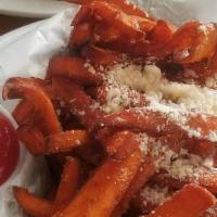 Sweet Potato Fries · tossed  in truffle oil and Parmesan cheese