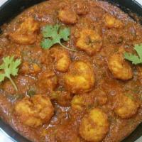 Royyala Kura (Shrimp) · GLUTEN FREE - Shrimp curry cooked in Andhra style (south India) with sauteed onion, tomatoes...