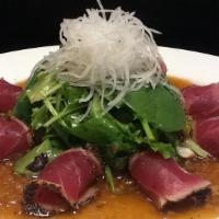 Pepper Tuna Sashimi Salad · Pepper tuna, mixed green with chef special onion dressing