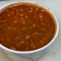 Medium Lentil Soup (16 Oz) · served with pita.