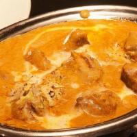 Lamb Kurma · A spicy curried dish of Lamb (boneless) with aromatic rich fried onion paste gravy.