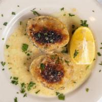 Baked Clams · Six pieces whole baked littleneck clams.