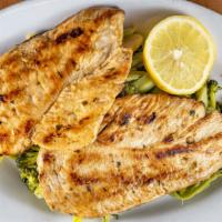 Grilled Chicken With Broccoli · Grilled chicken with broccoli sautéed in garlic and oil.