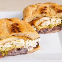 Milanesa De Pollo Torta · This traditional Mexican sandwich comes with breaded chicken and Mexican cheese. It is serve...