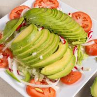 Avocado Salad · Lettuce, with tomatoes, onions, and radish. Choice of ranch, Italian, and lime juice dressing.