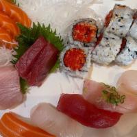 Sushi & Sashimi Combo · 9 pieces of sashimi, 5 pieces of sushi with spicy crunchy tuna roll.