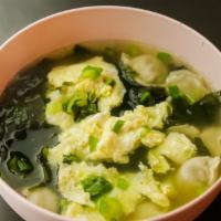 Soup · Chicken bone with mini pork or mini chicken dumplings, spinach, preserved veggies, scallions...