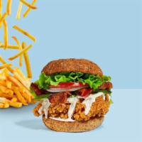 Join The Club Sandwich  · Buttermilk fried chicken, sliced avocado, bacon, lettuce, roasted tomatoes, ranch, and speci...
