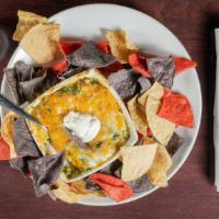 Spinach &Artichoke Dip · tricolor tortilla chips, salsa &sour cream
