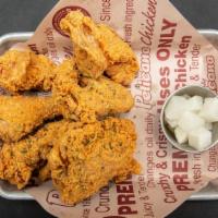 Crispy Fried Chicken · Bone in Super Crispy Fried Chicken cut up into 6 different pieces for the half. 12 for the w...