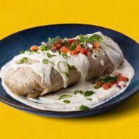 Wet Burrito Burracho · Burrito with your choice of meat, rice, beans, lettuce, and pico de gallo, topped with lettu...