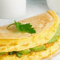 Healthy Omelet · Delicious Omelet made with Onion, pepper, spinach, avocado and customer's choice of cheese. ...