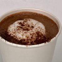 Hot Chocolate · Ciòbon hot chocolate mix (dairy free), hint of vanilla, steamed milk of your choice.