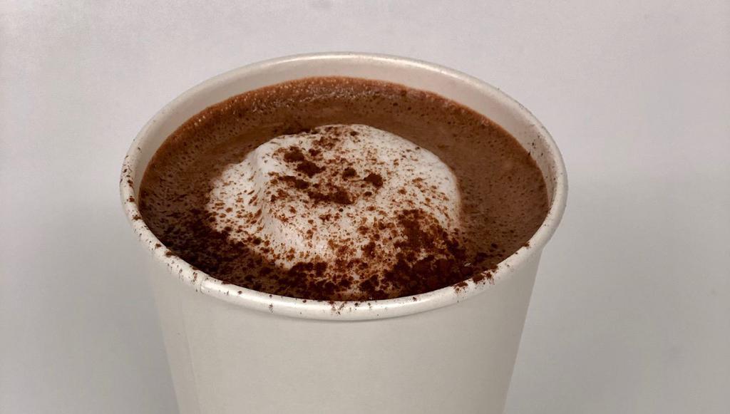 Hot Chocolate · Ciòbon hot chocolate mix (dairy free), hint of vanilla, steamed milk of your choice.