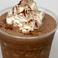 Dirty Frozen Hot Chocolate · Our signature frozen hot chocolate, double shot espresso, and whipping cream.