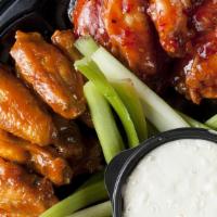 Flavorful Five · 10pcs
( 2 Fried, 2 BBQ, 2 Jerk, 2 Lemon pepper, 2 Buffalo ( Hot) Wings) Served with your cho...