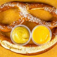 Bavarian Pretzel · Served with cheddar cheese sauce and mustard.