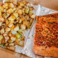 Herb Roasted Salmon Platter Lunch · Served with rice pilaf or house salad