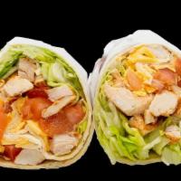 Spicy Crispy Tender Wrap · White Wrap, Lettuce, Tomato, Red Onion, Mayo, American Cheese