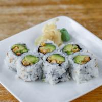 Peanut Avocado Roll · Roll-cut into 6 pieces. Hand roll one piece with cone shape.