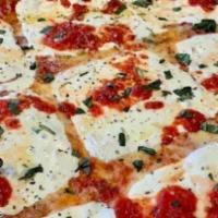 Grandma'S Sicilian Pizza · Thin crust, plum tomatoes, garlic, basil, extra virgin olive oil, fresh mozzarella.