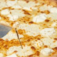 White Pizza · Mozzarella, ricotta, Romano, and parmigiano cheese.