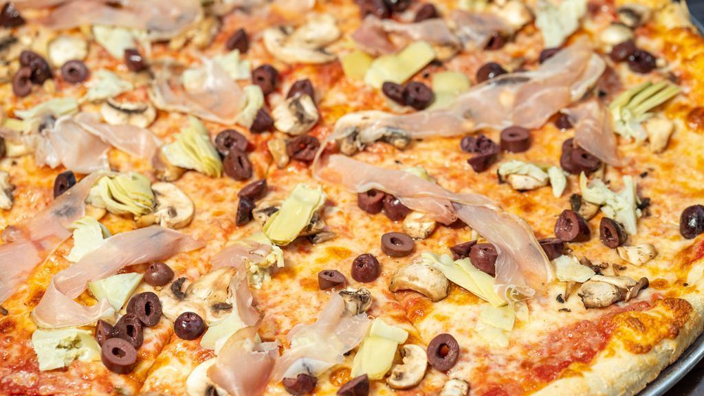 Quattro Stagioni  Pizza · Mushrooms, artichokes, prosciutto, and olives.