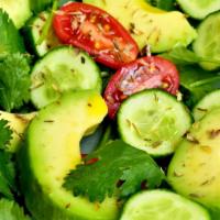 Avocado Salad · Eggs, lettuce, garden vegetables, herbs mixed with dressing.