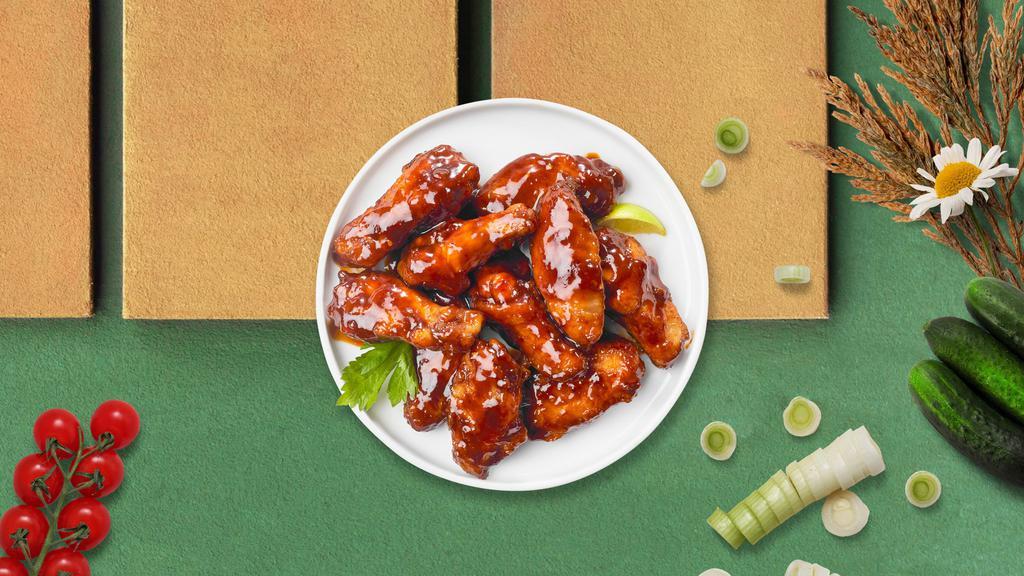Bbq Chicken Wings · Five wings cooked and tossed in classic BBQ Sauce. Served with Ranch Sauce.