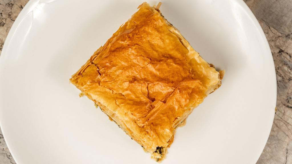 Homemade Spinach Pie · Crisp phyllo dough stuffed with spinach and feta cheese.