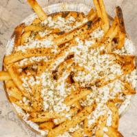 Greek Fries · Melted feta cheese and oregano.