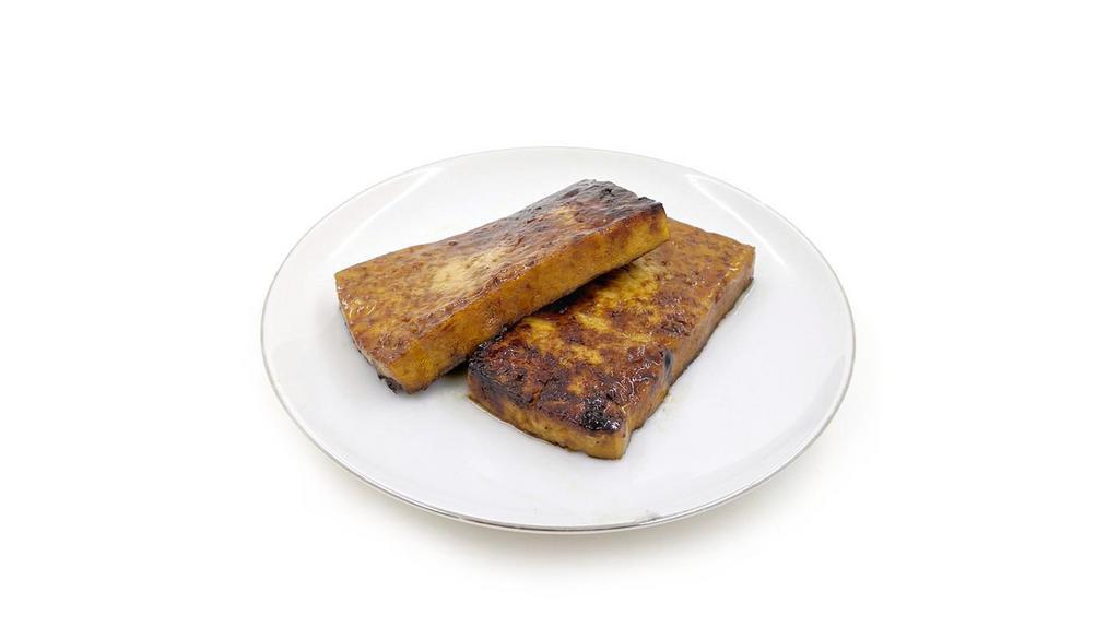 Side: Lemon Maple Tofu · Lemon maple tamari glazed grilled tofu. Vegan, gluten-free, nut-free. Contains soy.