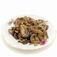 Side: Mushrooms (½ Cup) · Sautéed mushrooms. Vegan, gluten-free, nut-free, soy-free.