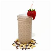 Choco Strawb Pb Banana Smoothie · 12oz smoothie prepared with strawberries, banana, coconut milk, peanut butter, housemade cho...