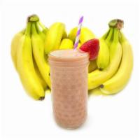 Strawberry Banana Smoothie · Prepared with strawberries, banana, coconut milk & a dash of local maple syrup. Vegan, g...