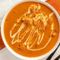 Chicken Butter Masala · Grilled boneless chicken cooked in tomato gravy and ream