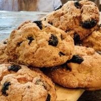 Dry Sour Cherry Scone · Light brown sugar, turbinado sugar, baking powder, salt, whole eggs, heavy cream, dry cherri...