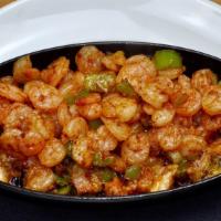 Shrimp & Garlic · Baby shrimp, green pepper with paprika and garlic.