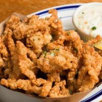 Fried Clam Strips. · Local Clams, House Made Tartare