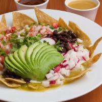 Chilakiles · ( Includes 1 Egg or Carne Asada)
Tortilla lightly fried and cooked Wirth our salsa verde. To...